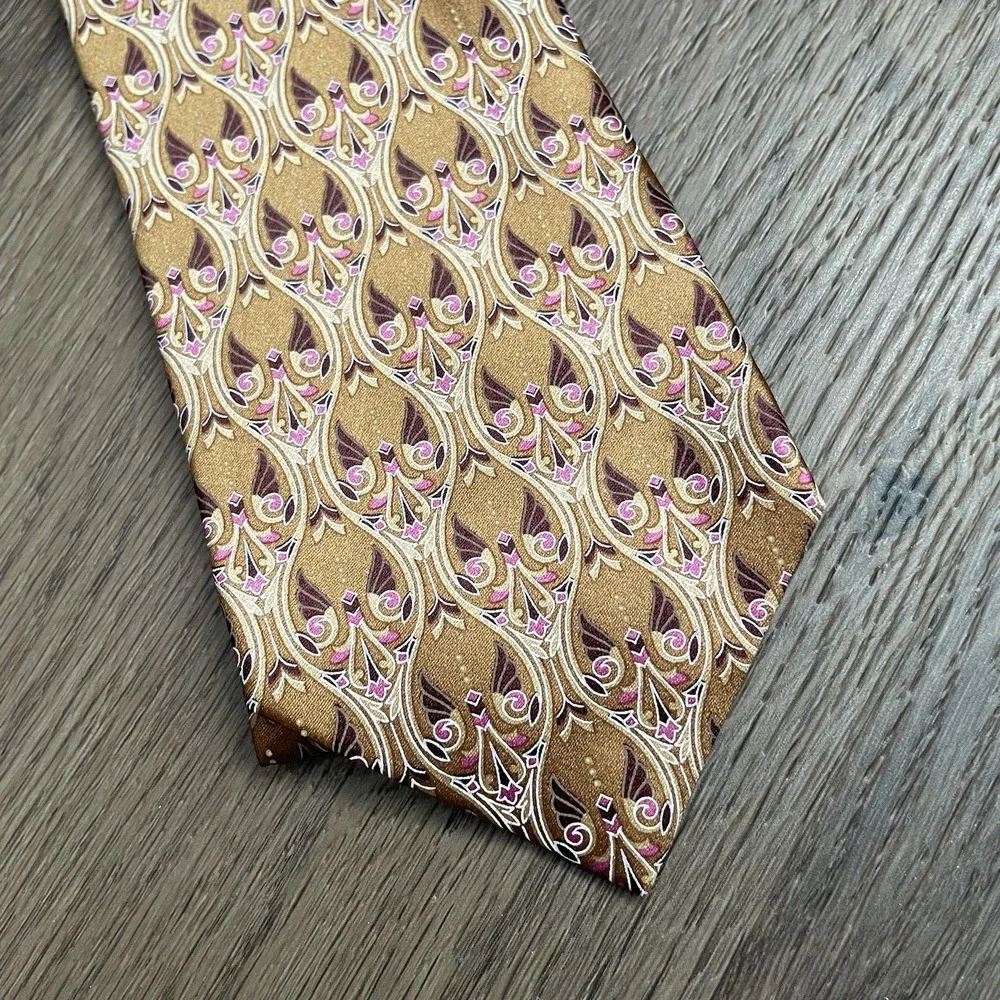 Ermenegildo Zegna DISEGNO ESCLUSIVO Tie Gold Gemoetric‎ Formal Casual Silk